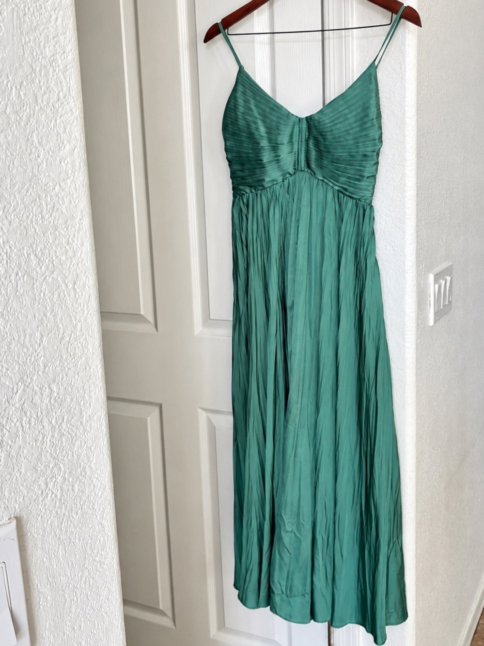 ASTR Maeve Pleated Midi Dress Teal Green Size S